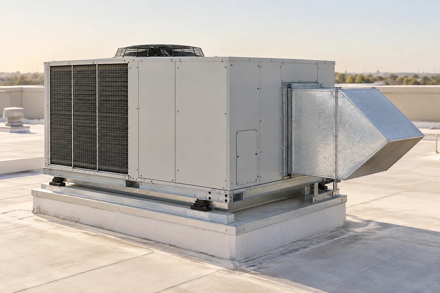 Packaged rooftop air conditioner with a supply-air duct connection